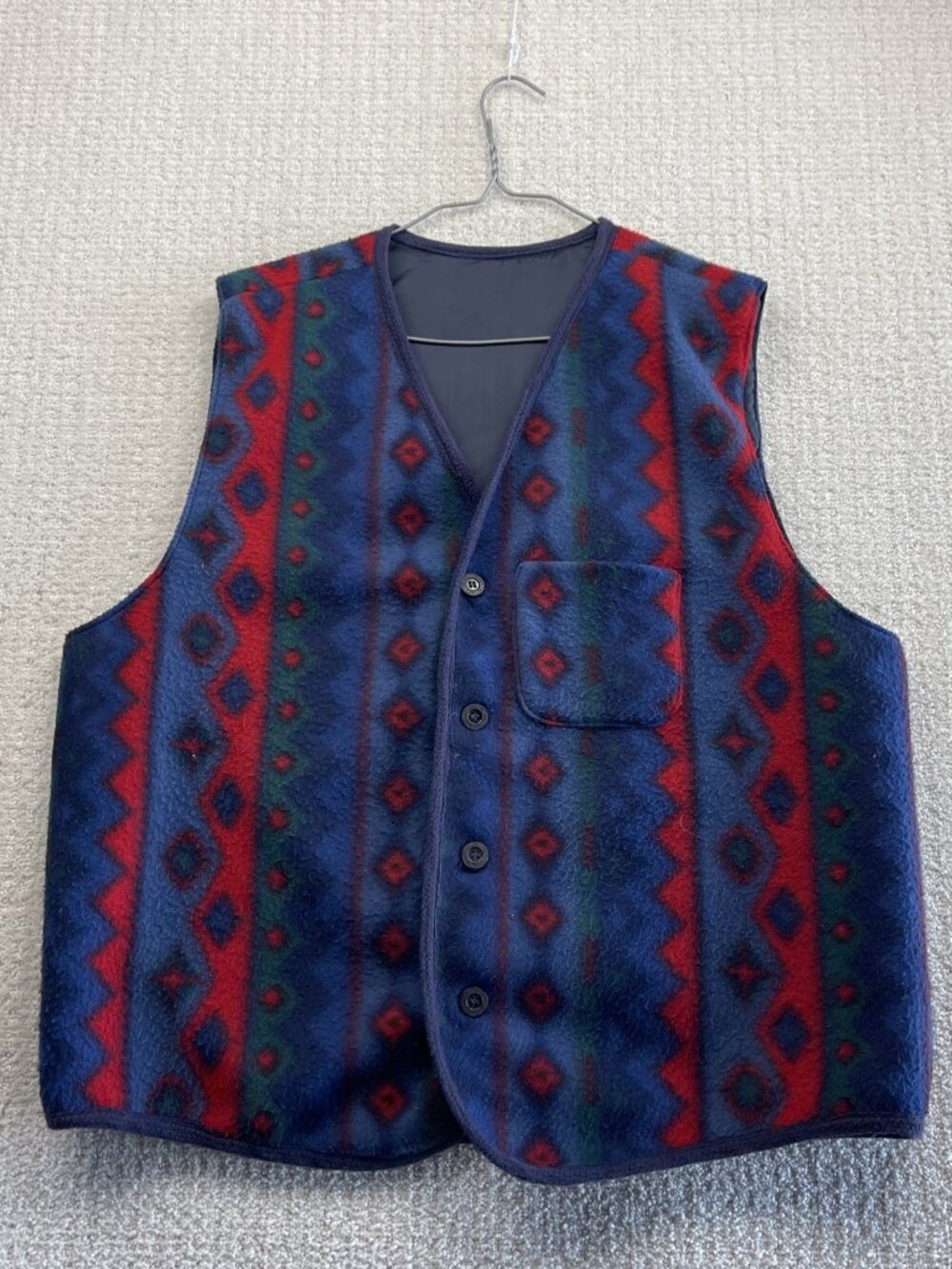Vintage 90's Fleece Vest Aztec / Southwestern Navajo Outdoor Gorpcore Men Read - Picture 1 of 8